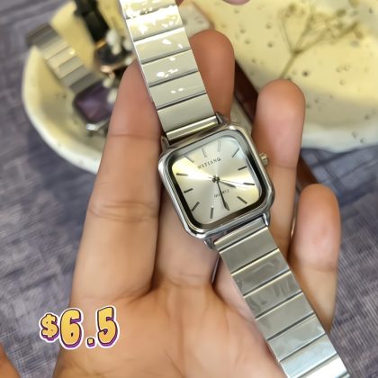 Steel square frame watch-silver