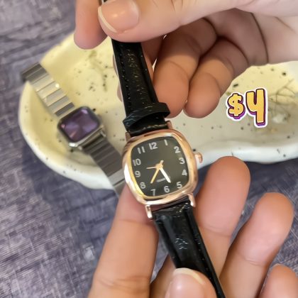 Black square frame watch