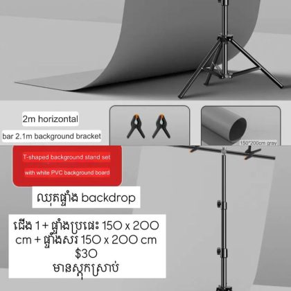 Grey and white backdrop + stand set