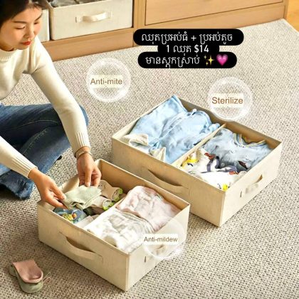 Dividend clothes organizer box 2-pc set